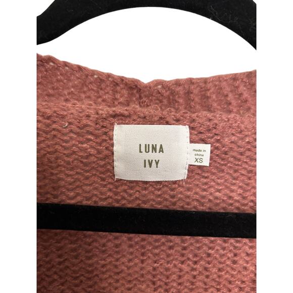 Luna Ivy Cardigan Womens XS Floral Sweater Pink Kit Appliqué Balloon Sleeve - Picture 3 of 5